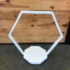 Something Blue Cake Stand Wood Hexagon White Size 24.5"x22" CAKE ACCESSORIES