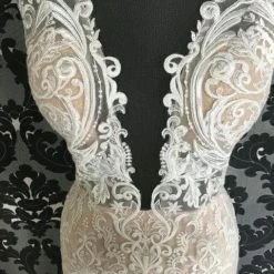 Something Blue Calla Blanche Women's Wedding Dress Lace Ivory/Champagne Size 12