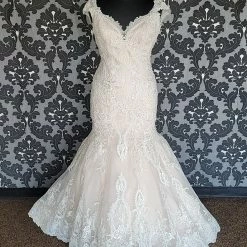Something Blue Allure Bridal 9471 Size 16 Ivory And Champage Cap Sleeve Mermaid