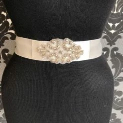 Something Blue Silver Satin/Rhinestone Beaded BELTS