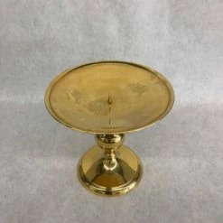 Something Blue Pillar Candle Holder Size 6.25 Metal Gold CANDLES DECOR