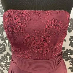 Something Blue FORMAL/MOTHER'S DRESSES Caterina 7020 Formal Chiffon/Beaded Eggplant Size 10