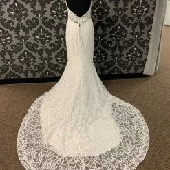 Something Blue Madeline Gardner 8209 Wedding Dress Lace Ivory Size 10 Beaded WEDDING DRESSES