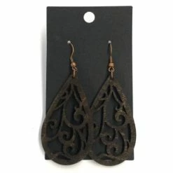 Something Blue Earrings Wood Dark Stain Jewelry