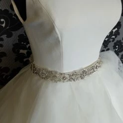 Something Blue WEDDING DRESSES Justin Alexander880023 Size 10 Horsehair Ivory Sleeveless Ballgown W/ Belt