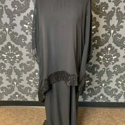 Something Blue Miss Cristina Women's Formal Chiffon W/ Shawl Black Size 2XL