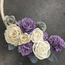 Something Blue Wedding Sola Flowers Wreath Jute/Floral Brown/Gray/Purple/Ivory/Silver Size 19.5" FLORAL DECOR