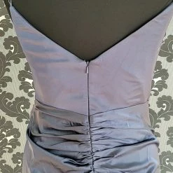 Something Blue Cinderella Divine 7489C Prom Dress Satin Smoke Blue Size 18 V-Neck Sheath NEW ARRIVALS