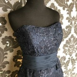 Something Blue Size 8 Navy Montage Floor Lace Strapless