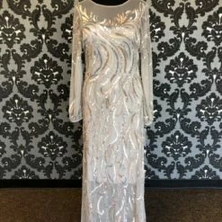 Something Blue FORMAL/MOTHER'S DRESSES Aidan Mattox Size 14 Tulle Gray And Silver With Sequins Formal