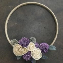 Something Blue Wedding Sola Flowers Wreath Jute/Floral Brown/Gray/Purple/Ivory/Silver Size 19.5" FLORAL DECOR