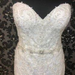 Something Blue WEDDING DRESSES Justin Alexander Beaded Lace Ivory Size 20 W/ DETACHABLE TRAIN