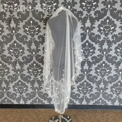 Something Blue E2-6225 Rose Veil Tulle/Beads Light Ivory Size Beaded/Embroidered Lace VEILS