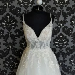 Something Blue Stella York 7156 Wedding Dress Size 14 Sequin Tulle Ivory Sleeveless A-line WEDDING DRESSES