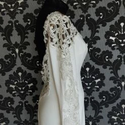 Something Blue CallaBlanche 121113 Wedding Dress Size 14 Crepe Ivory Long Sleeve Sheath