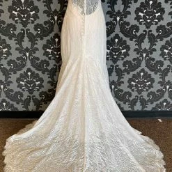 Something Blue Allure L461 Size 12 Ivory Lace Highneck Sheath WEDDING DRESSES