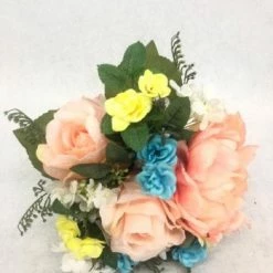 Something Blue Bouquet Floral Blush/White/Yellow/Blue Size 12" FLORAL DECOR