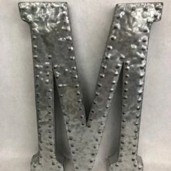 Something Blue Letter "M" 17.5" Galvanized Grey