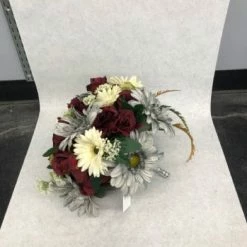 Something Blue Bouquet Floral Gray/Burgundy/Ivory Size 14" FLORAL DECOR