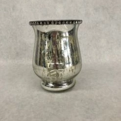 Something Blue Vase Size 5.5" Glass Gold Mercury Urn VASES