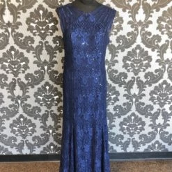 Something Blue R&M Richards Formal Lace/Sequin Navy Size 12