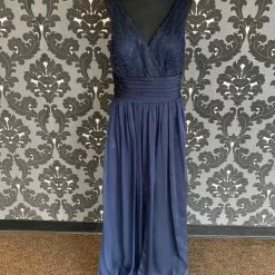 Something Blue FORMAL/MOTHER'S DRESSES Size 16 Navy Belosie Floor Chiffon Sleeveless FORMAL DRESSES