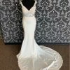Something Blue Mermaid Sleeveless Size 12 Ivory Crepe And Lace Wedding Dress