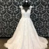 Something Blue WEDDING DRESSES Essense Of Australia D2347CR Lace/Beading AS IS SMALL TEAR ON ILLUSION BY BUTTON