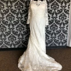 Something Blue Mori Lee Wedding Dress Lace/Tulle Ivory Size 32W 3/4 Length WEDDING DRESSES