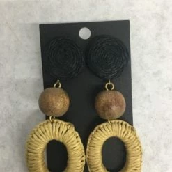 Something Blue Wedding Panache Brown/Black Wood + Wicker Earrings