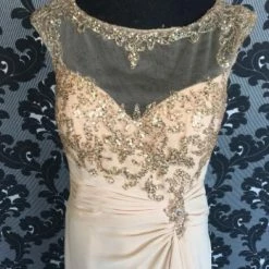 Something Blue Mon Cheri 114661 Women's Formal Chiffon Light Champagne Size 10 FORMAL/MOTHER'S DRESSES