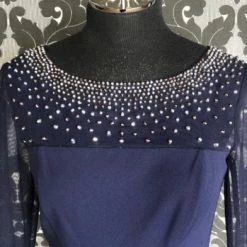 Something Blue Alex Evenings Size 4 Navy Tulle/Beads Formal FORMAL/MOTHER'S DRESSES