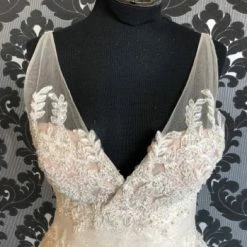 Something Blue Badgley Mischka Wedding Dress Tulle/Beads Dark Ivory/Nude A-line WEDDING DRESSES