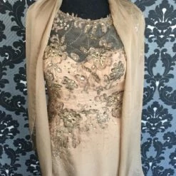 Something Blue FORMAL/MOTHER'S DRESSES Size 10 Taupe Montage Floor Chiffon Sleeveless