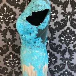 Something Blue Tiffany Designs Size 6 Turqouise Lace And Tulle Prom Dress