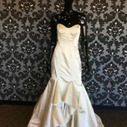 Something Blue Wedding Size 8 Ivory Satin Strapless Fit & Flare Sweetheart W/ Belt WEDDING DRESSES