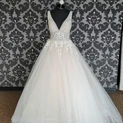 Something Blue MJ621 Wedding Dress Size 10 Lace/Tulle Blush/ivory Beaded A-line WEDDING DRESSES