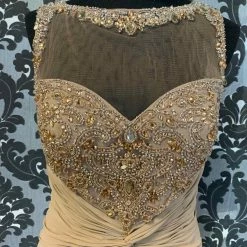 Something Blue Montage 114910 Formal Chiffon/Beaded Taupe Size 8 FORMAL/MOTHER'S DRESSES