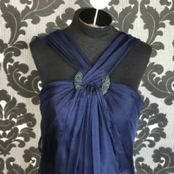 Something Blue Mikael Aghal 28579 Women's MOB Silk Navy Size 12 Floor Chiffon