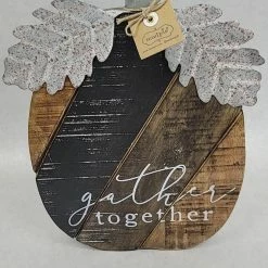 Something Blue Mudpie Gather Together Wood Pumpkin Sitter THE PARLOUR