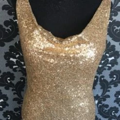 Something Blue Emma Mae Bridal 68622 Women's Formal Sequin Gold Size 10 Cocktail FORMAL/MOTHER'S DRESSES