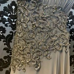 Something Blue Cameron Blake 211620 Formal Chiffon/Beaded Platinum Size 10 FORMAL DRESSES