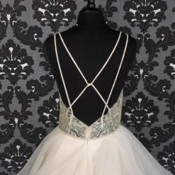 Size 12 Prosecco Wtoo Organza Thin/Beaded Ballgown V-Neck WEDDING DRESSES
