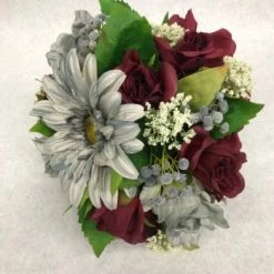 Something Blue Bouquet Floral Gray/Burgundy/Ivory Size 12