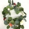 Something Blue Candle Ring Greenery/Floral Coral/Ivory/Burgundy/Green Size 12" FLORAL DECOR