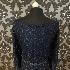 Something Blue Jade Couture K208014 Formal Lace/Beading Navy Size 14 FORMAL/MOTHER'S DRESSES