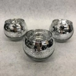 Something Blue Votive Holder Mercury Glass Silver Size 2" CANDLES