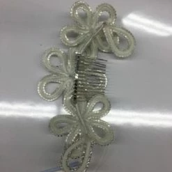 Something Blue Wedding HAIR ACCESSORIES E513 Women's Hair Piece Rhinestone/Ribbon Silver/Ivory