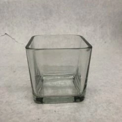 Something Blue Vase Glass Clear Size 3.5" Square GLASSWARE DECOR