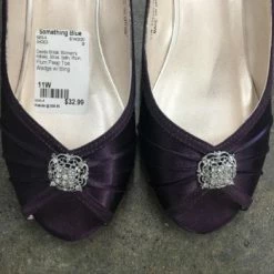Something Blue Wedding Davids Bridal Kelsey Women's Shoe Satin Plum Size 11W SHOES NEW ARRIVALS